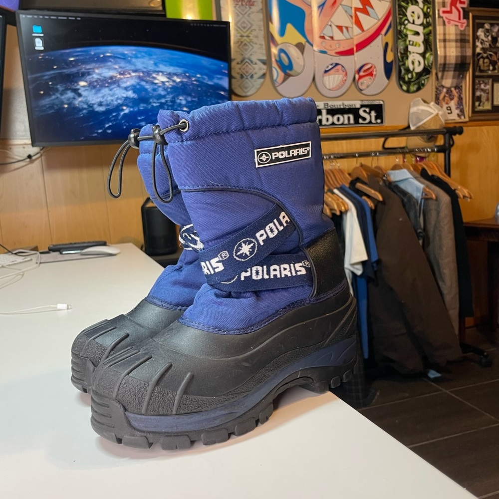 Polaris BOYS Blue Black Snow Boots Size 4